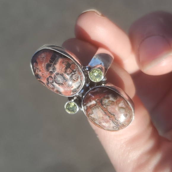 New Leopard Skin Jasper and Citrine 925 Silver Statement Ring. - Picture 11 of 16